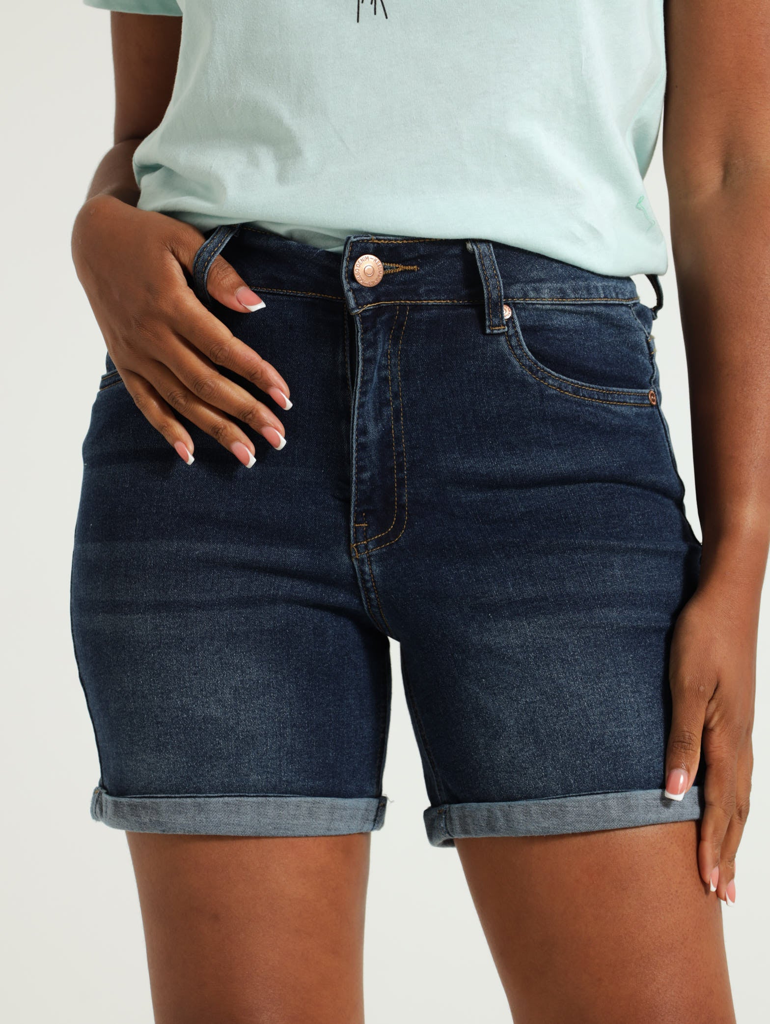 Curvy Fit Skinny Leg Mid Thigh Shorts Ink Edgars Namibia