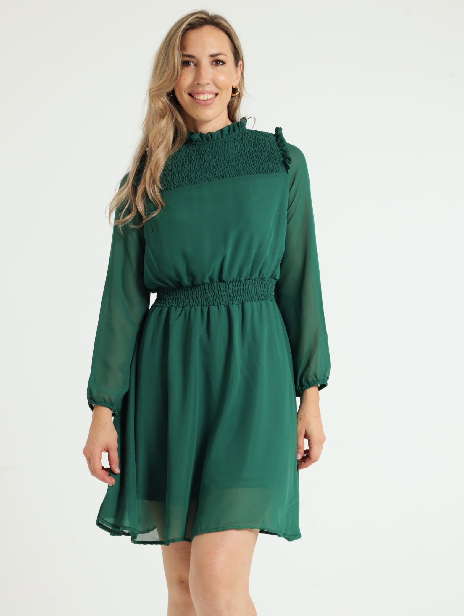 HiNeck Shirred Tea Dress Green Edgars Namibia