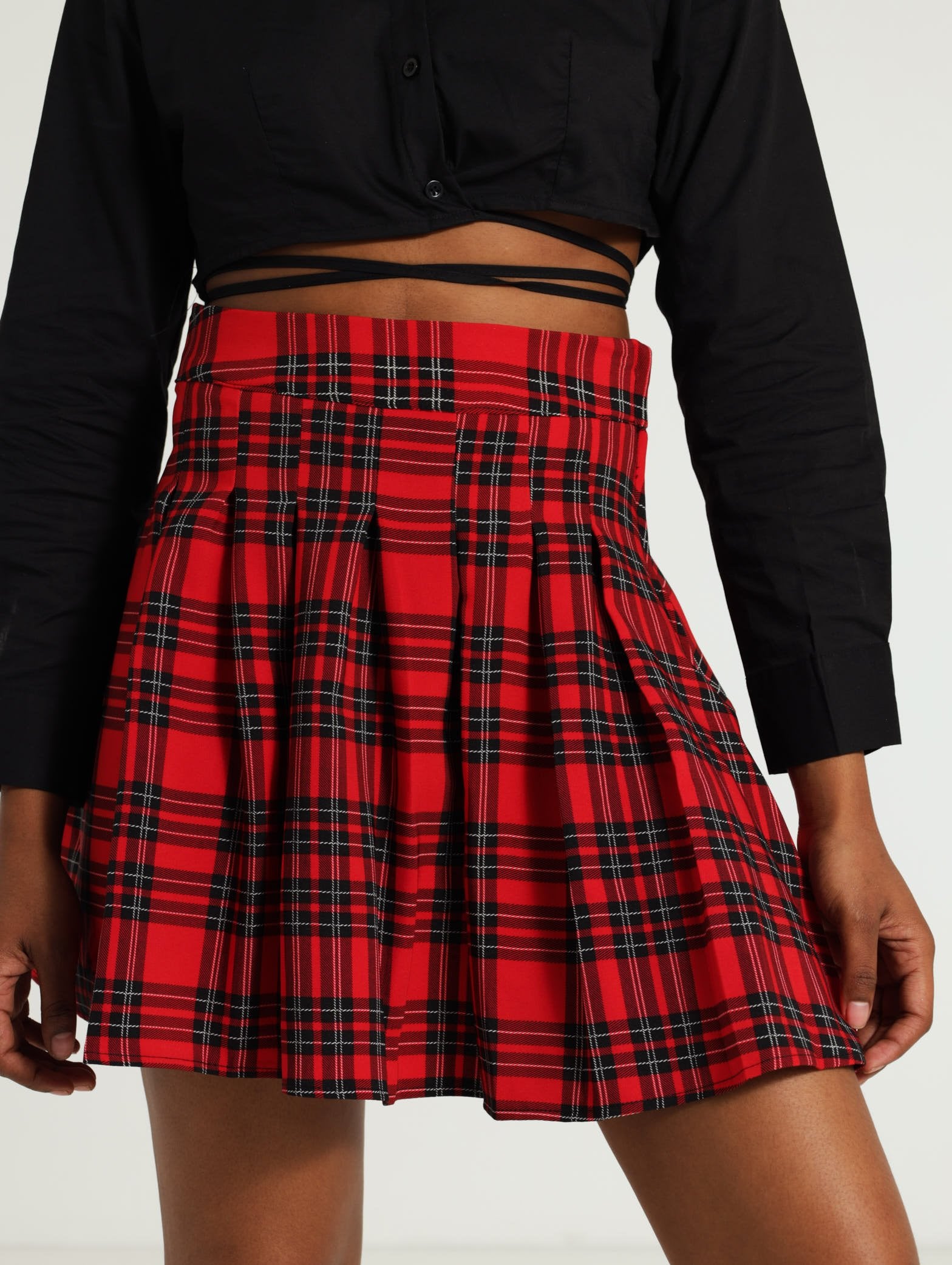 Ladies Tartin Pleated Skirt Red Edgars Namibia
