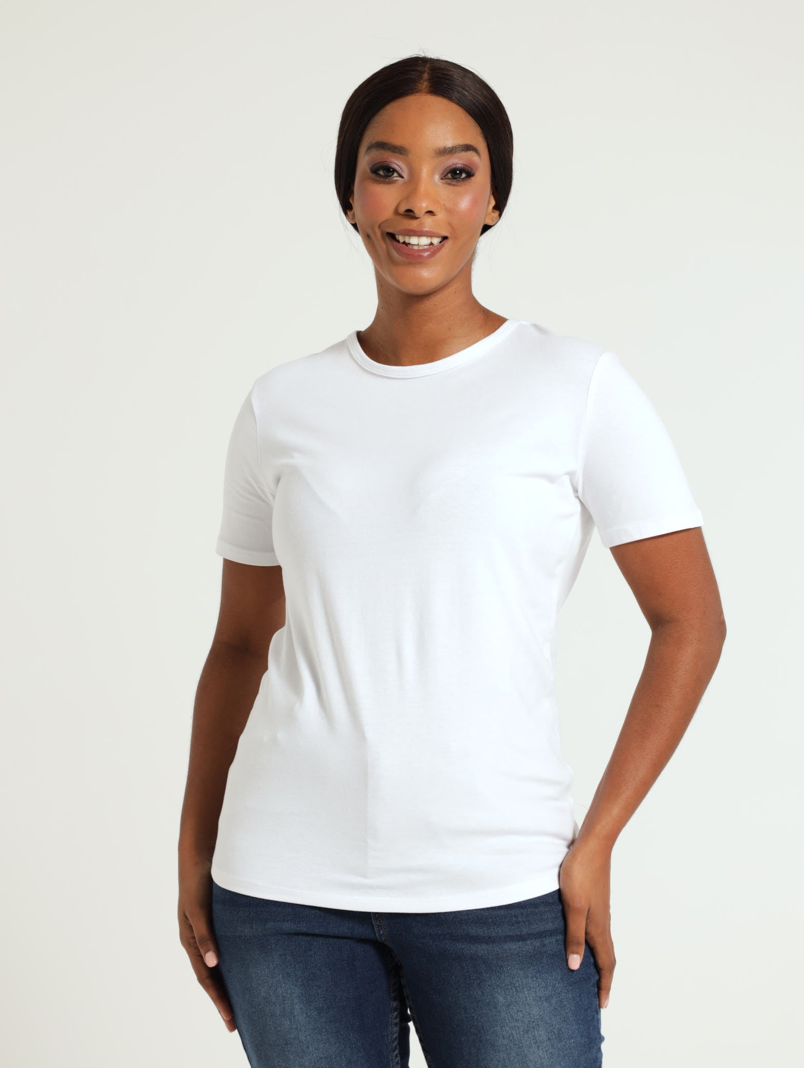 Ladies Crew Neck Stretch Tee White Edgars Namibia