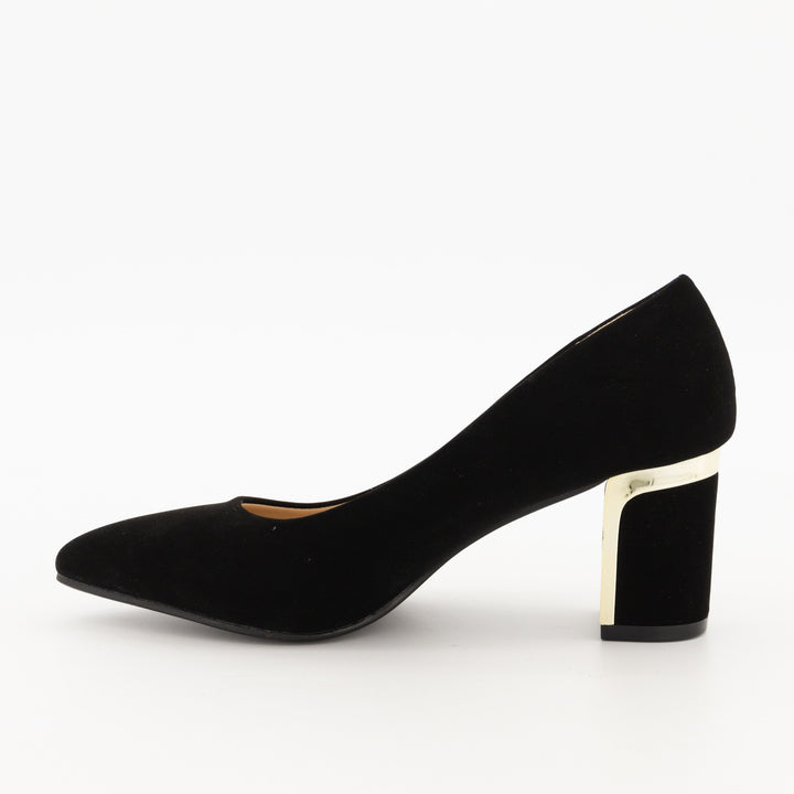LadiesBlack Pointy Trim Block Heel Shoe Edgars Namibia