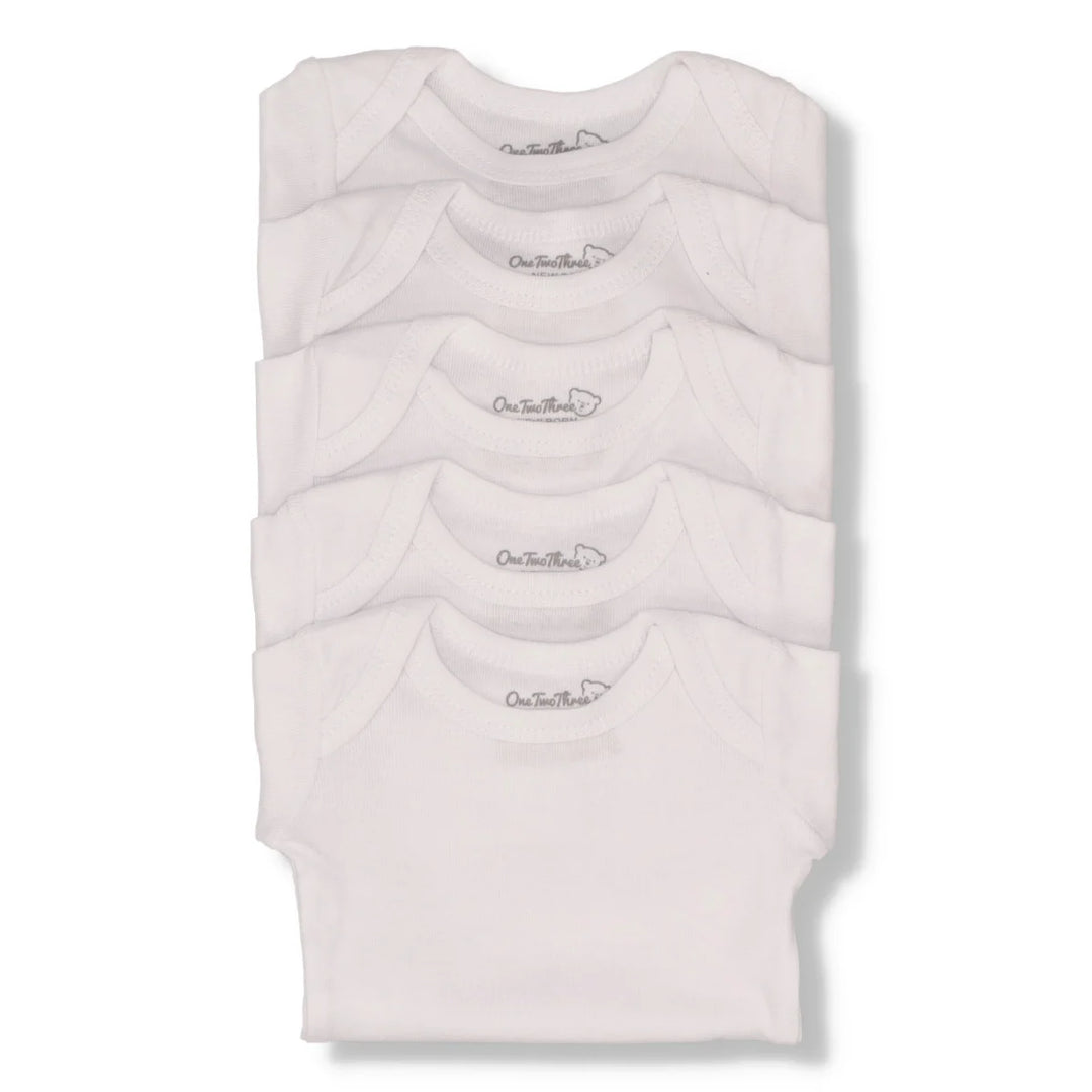 Baby Boys 5 Pack Short Sleeve Vests White Edgars Namibia