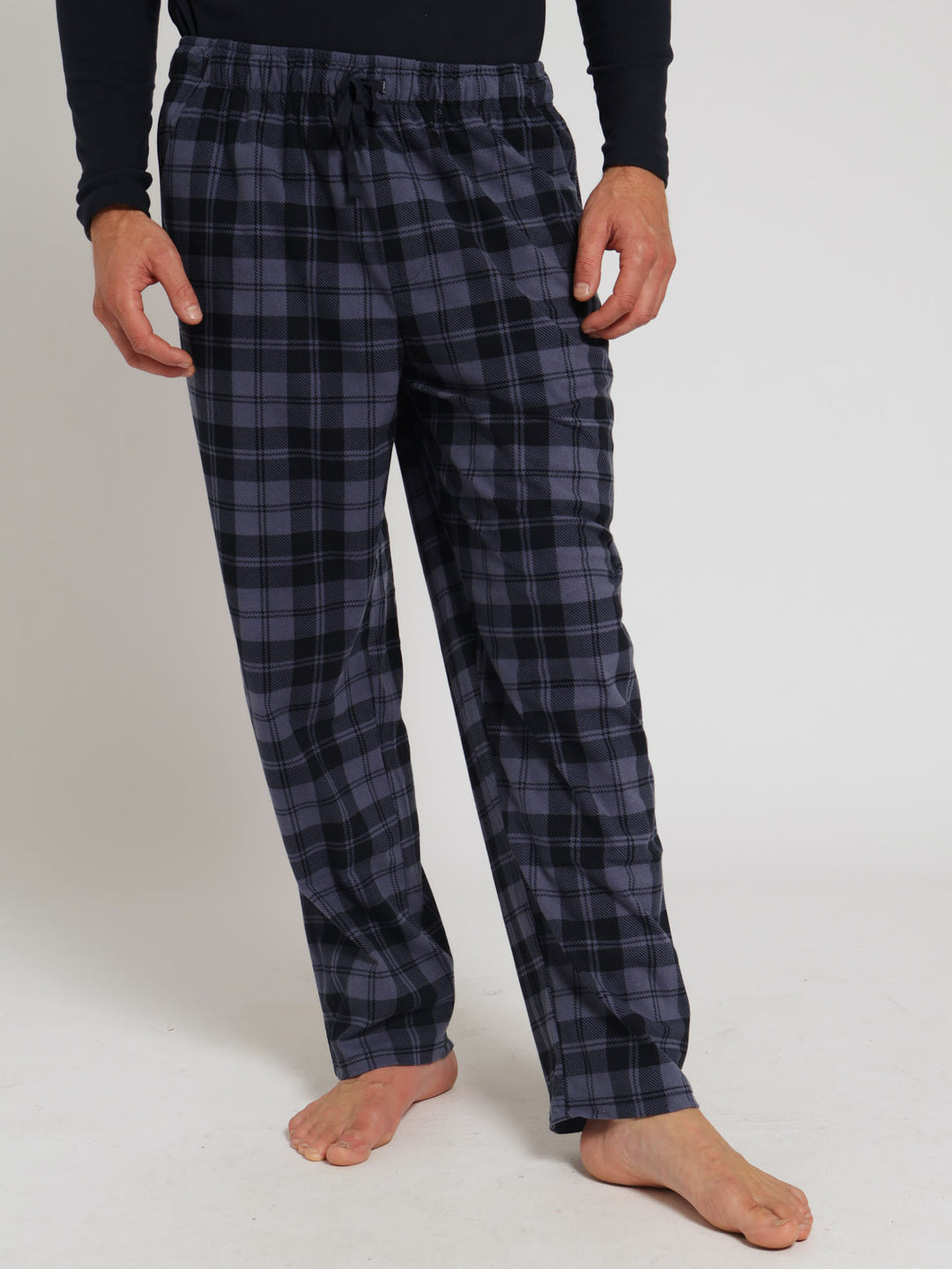 Mens Check Butterfleece Pants Blue Edgars Namibia