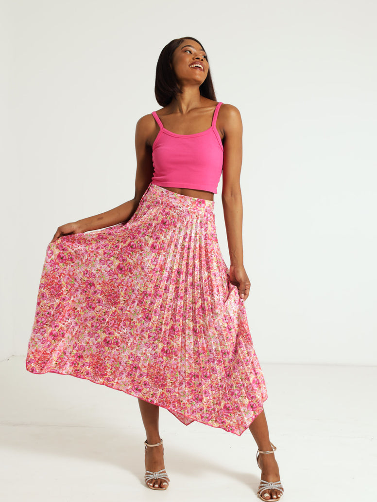 Ladies Floral Blooms Hankey Hem Pleated Skirt Edgars Namibia