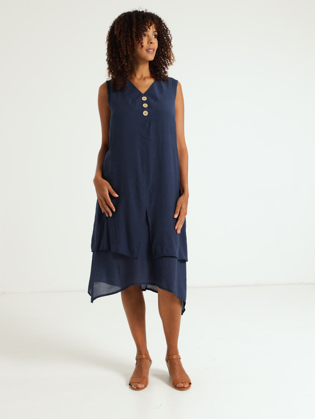 Voille Dress With Button Detail Blue Edgars Namibia