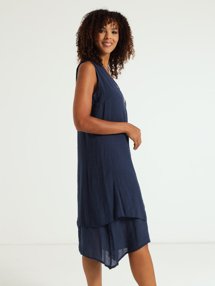 Voille Dress With Button Detail Blue Edgars Namibia