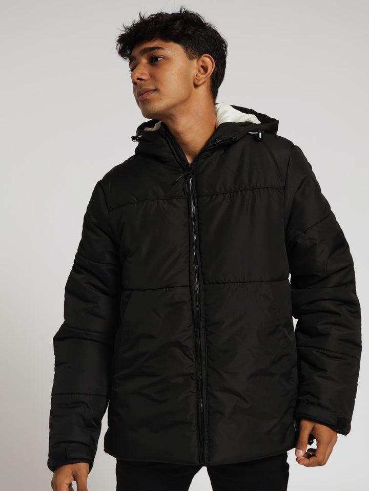 Hooded Puffer Jacket - Black – Edgars Namibia