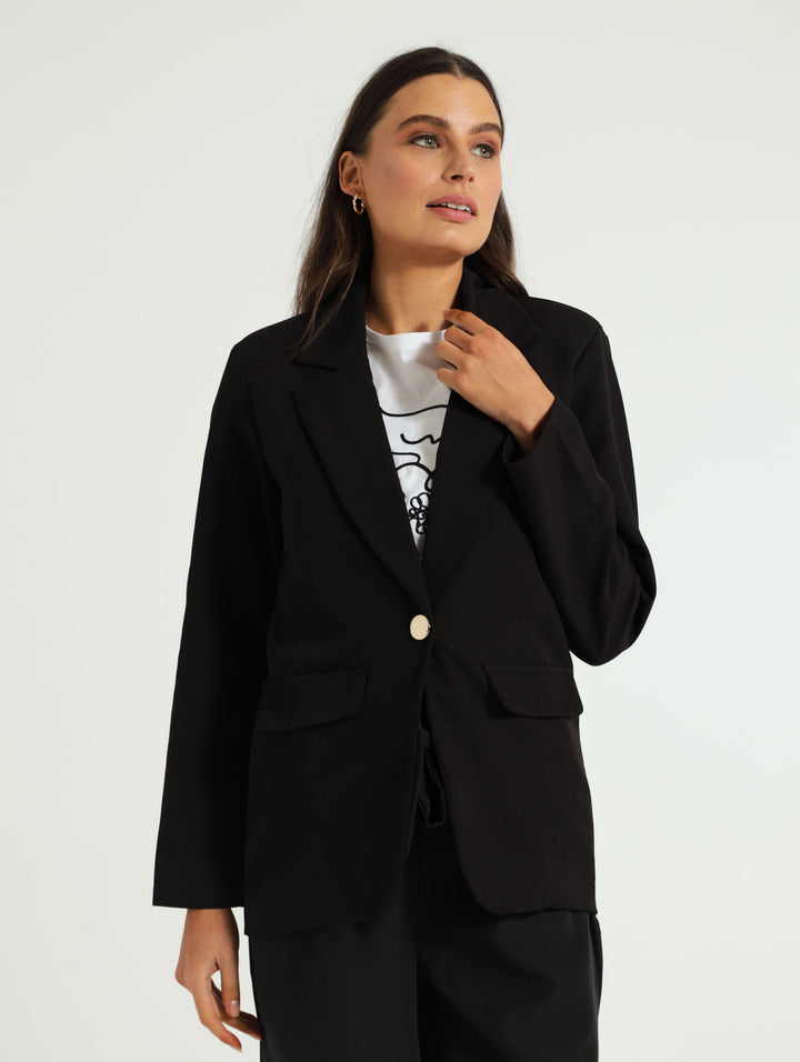 Long Sleeve Basic Blazer - Black – Edgars Namibia