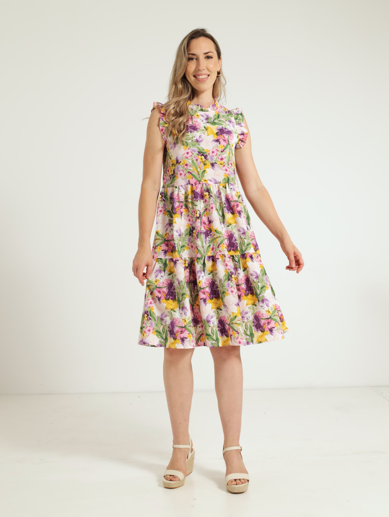 Ladies Frill Sleeve & Neck Tiered Dress β Edgars Namibia