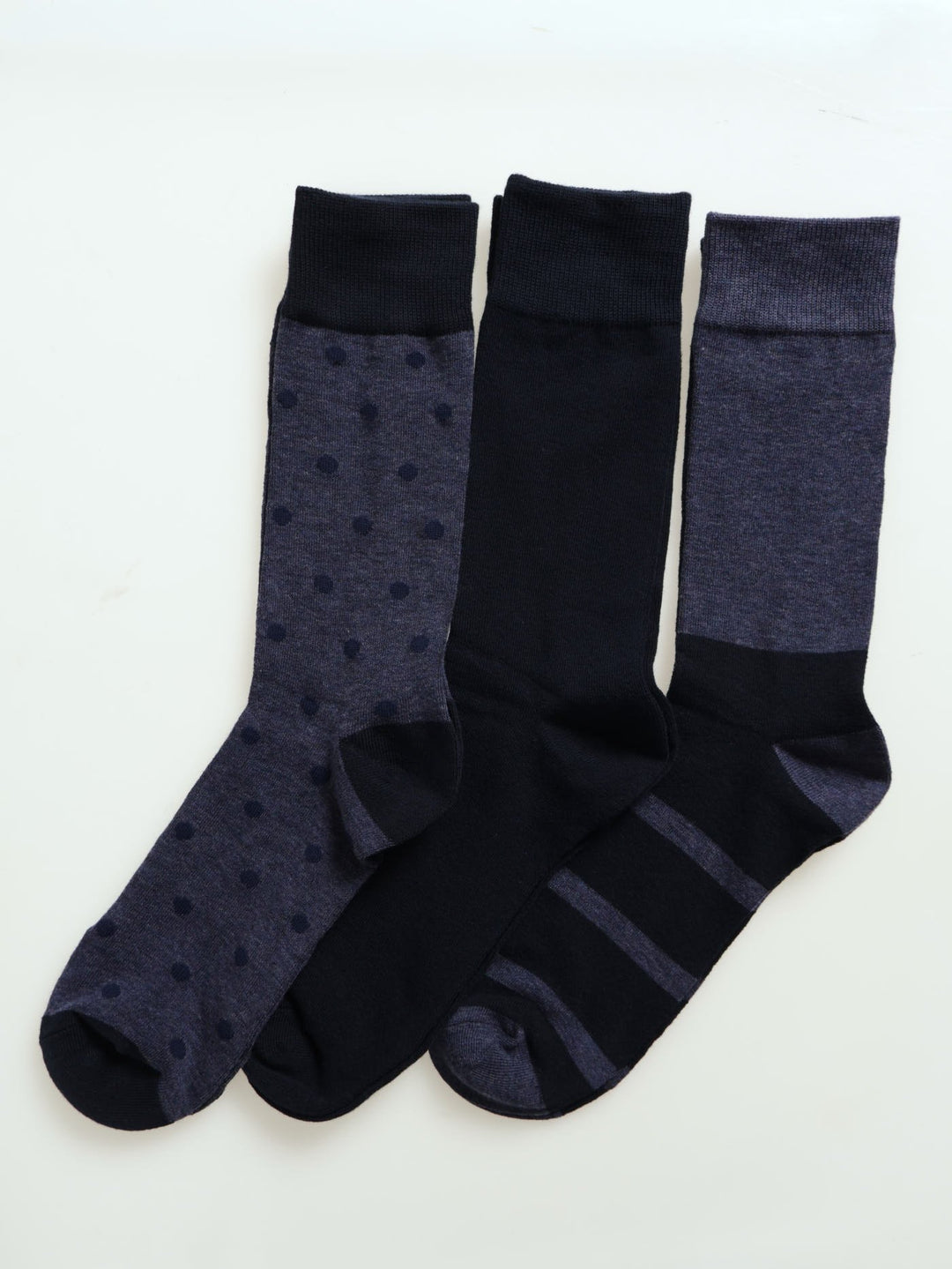 3 Pack Cross & Dots Fashion Secret Socks - Blue
