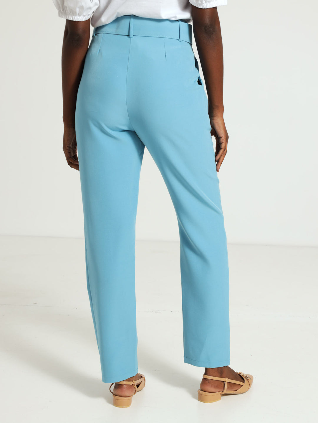 Ladies Round Buckle Tapared Pants Light Blue Edgars Namibia