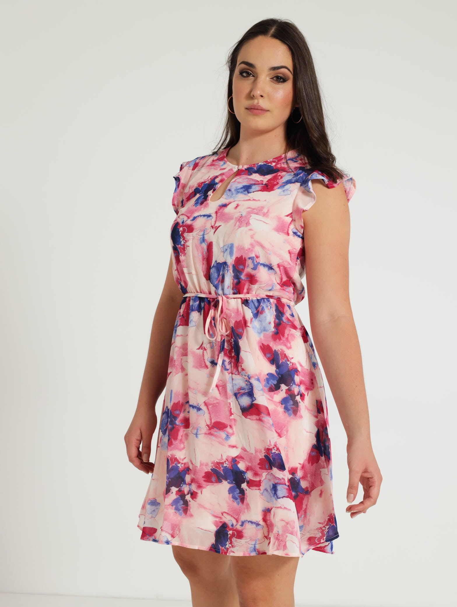 knee length dresses for ladies Bodre Sleeve Wrap Bodice Dress main image 1